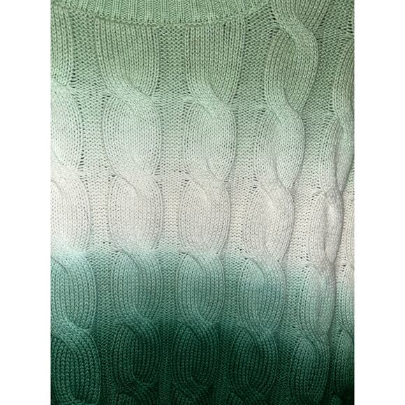 Sincerely Jules Green White Ombre Cable Knit Crop Sweater NWT Medium St Patricks - Picture 6 of 8
